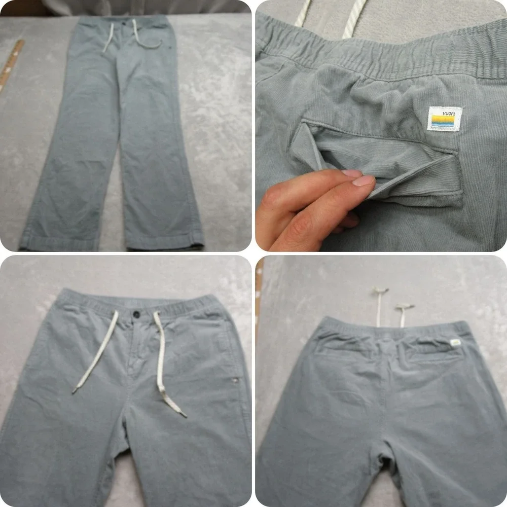 Vuori Optimist Pant‎ Mens 31x29 Gray Corduroy Drawstring Travel Flex Casual Soft